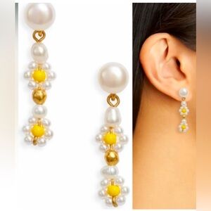 MADEWELL Daisy Cultured Pearl Linear Drop Earrings NEW